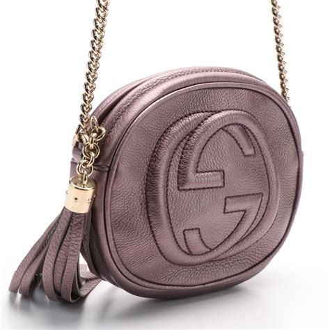 gucci soho metallic leather mini chain bag golden